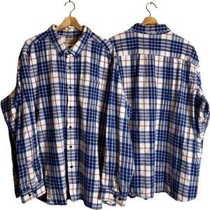 L.L. Bean Scotch Plaid Flannel Button Down Shirt Men's XXXL Blue Traditional Fit